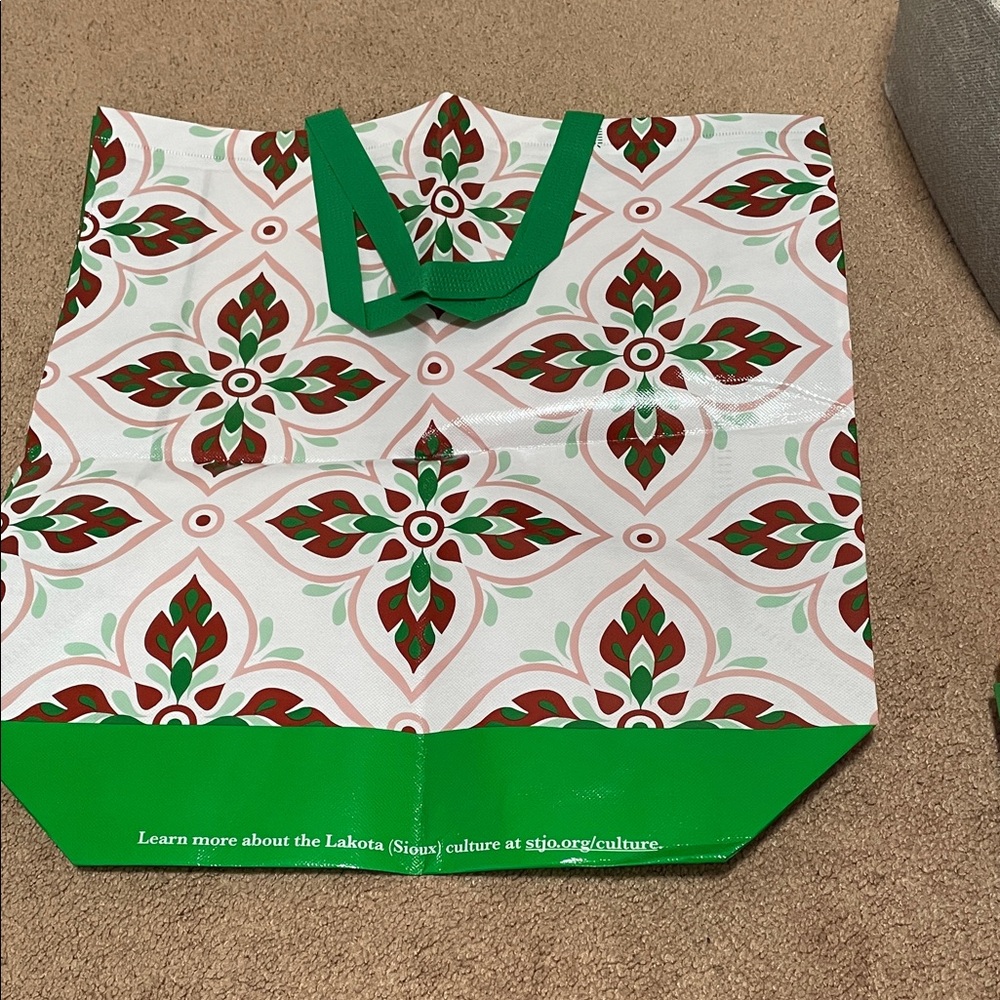 Floral Pattern Tote Bag with Green Accents